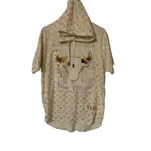 Bare Fox King Chicago Bulls XXIII Cream/Gold Large Short Sleeve Unisex Hoodie